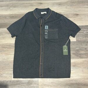 NWT Mutual Weave Shirt Men’s Sz L Gray Button Up Short Sleeve Collared Soft